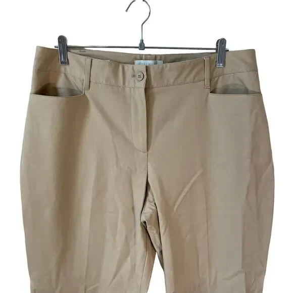 TALBOTS Women's PLUS SIZE Curvy High Rise Trouser Pants Khaki Size 14 Classic - Picture 3 of 9